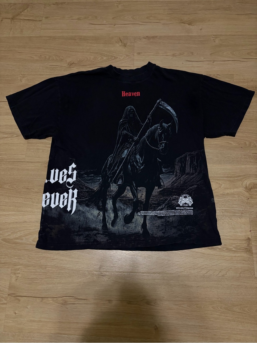 Darc Sport Side by Side Black Graphic Tee with Red 'Heaven' Text